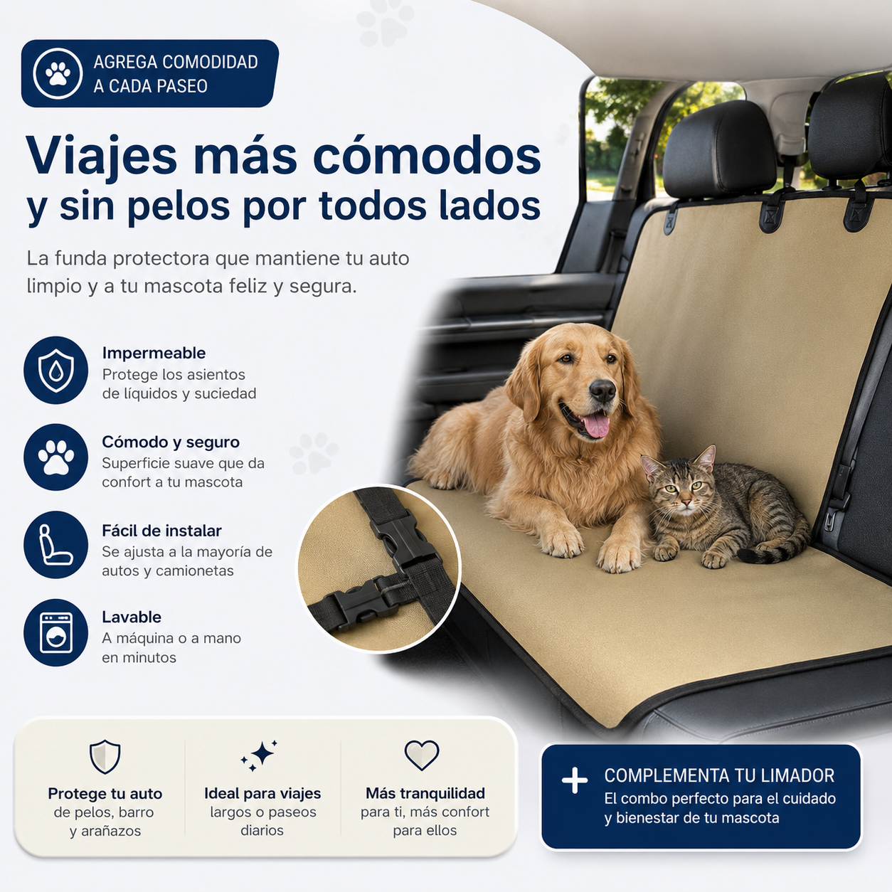 Funda Cubre Asiento Auto Mascota
