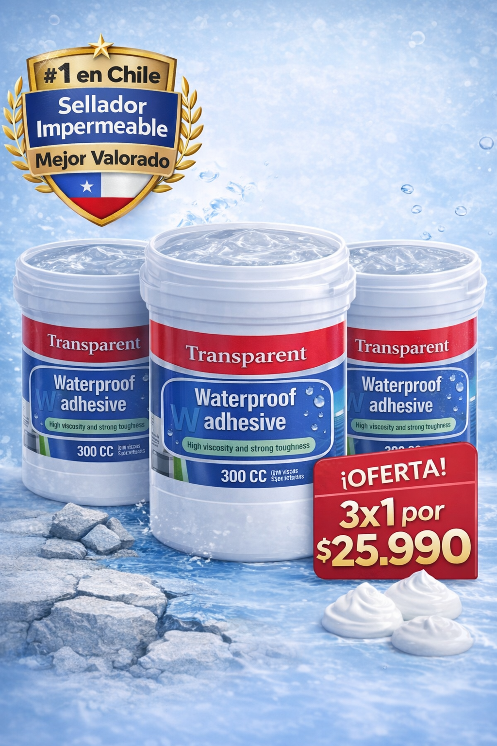 3x1 Sellador Adhesivo transparente 300grs