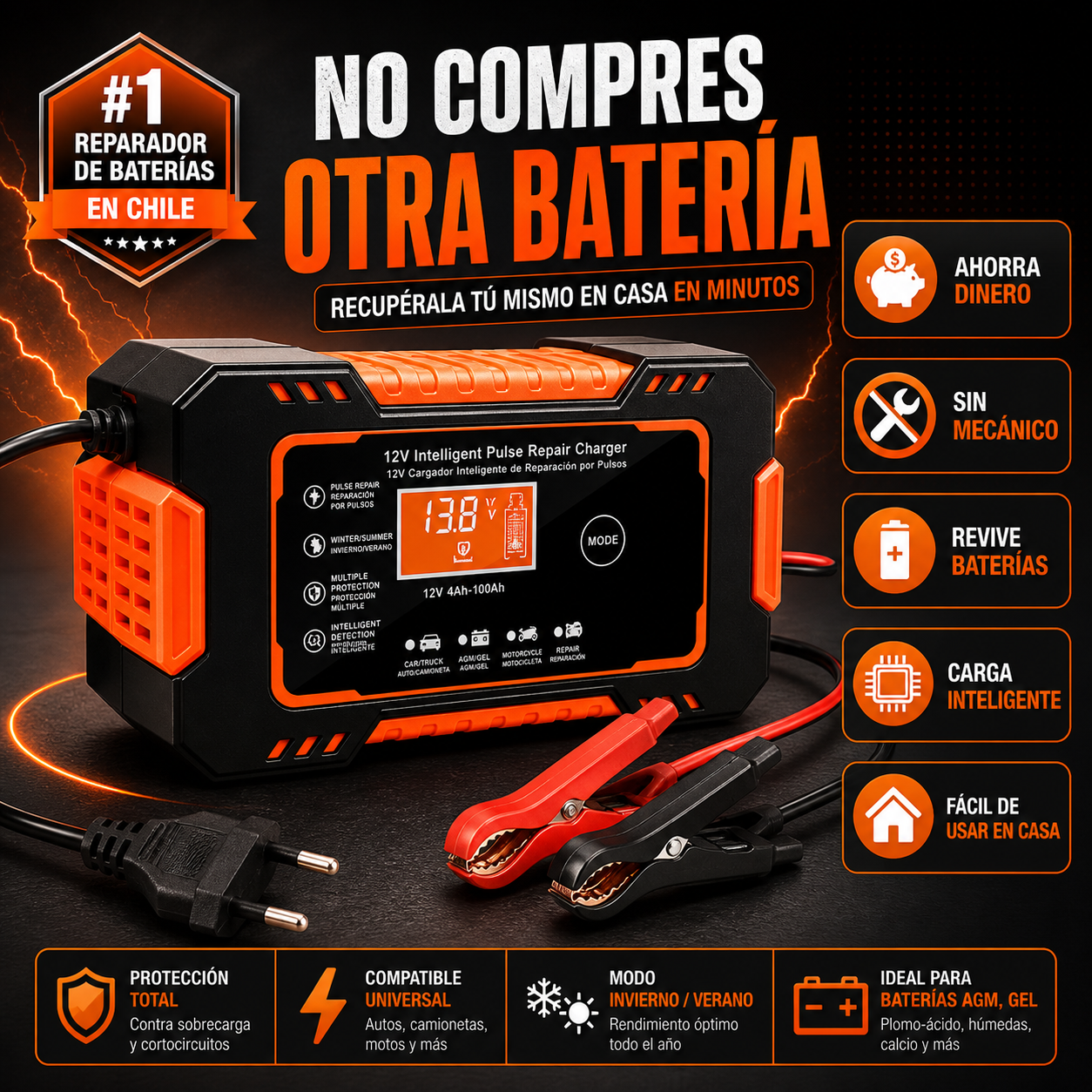 Cargador/Reparador Automático para Baterías